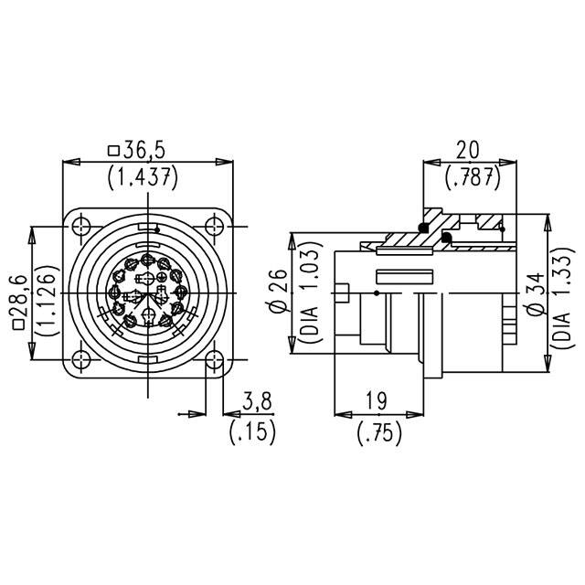 C01610G0140001 Amphenol Tuchel Industrial  Alloggiamenti per connettori circolari